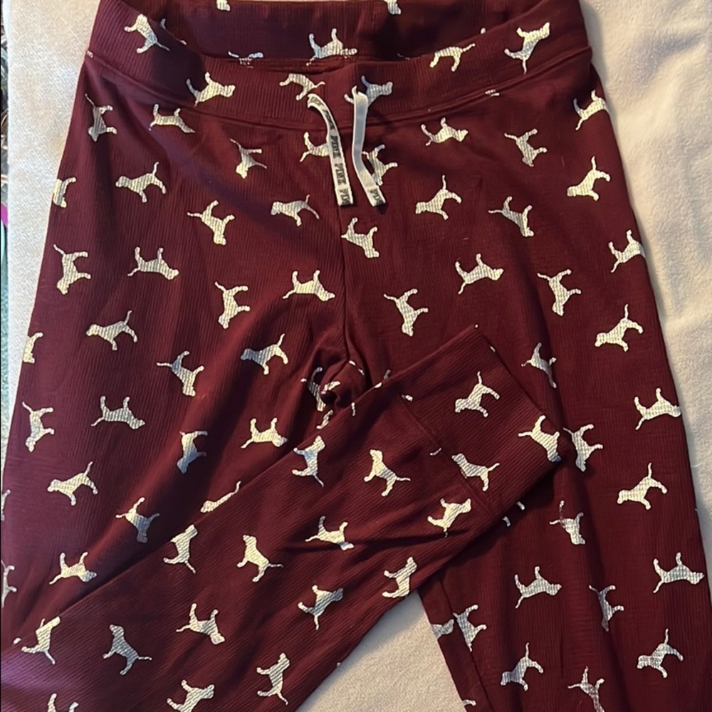 Burgundy Dog Print Leggings